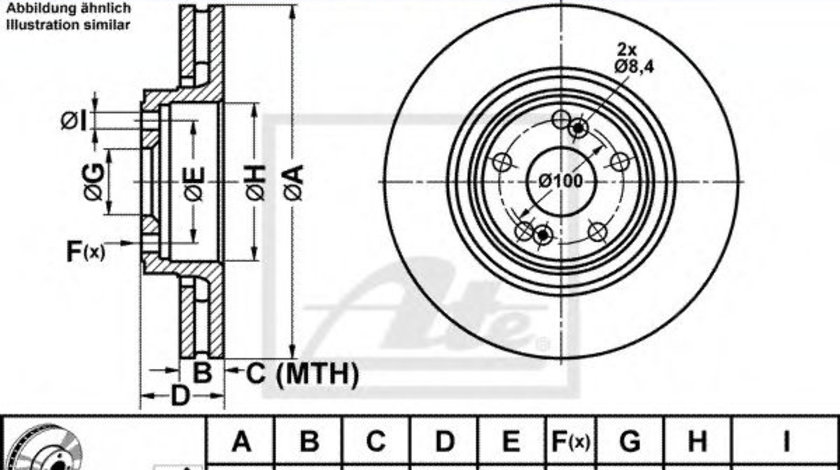 Disc frana RENAULT LAGUNA II (BG0/1) (2001 - 2016) ATE 24.0128-0135.1 piesa NOUA