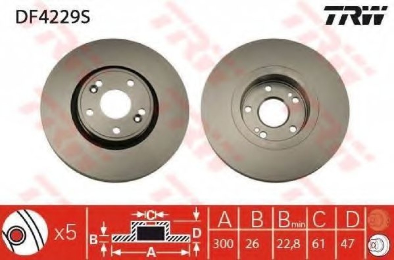 Disc frana RENAULT LAGUNA II (BG0/1) (2001 - 2016) TRW DF4229S piesa NOUA