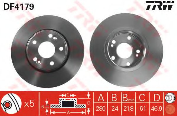 Disc frana RENAULT LAGUNA II (BG0/1) (2001 - 2016) TRW DF4179 piesa NOUA