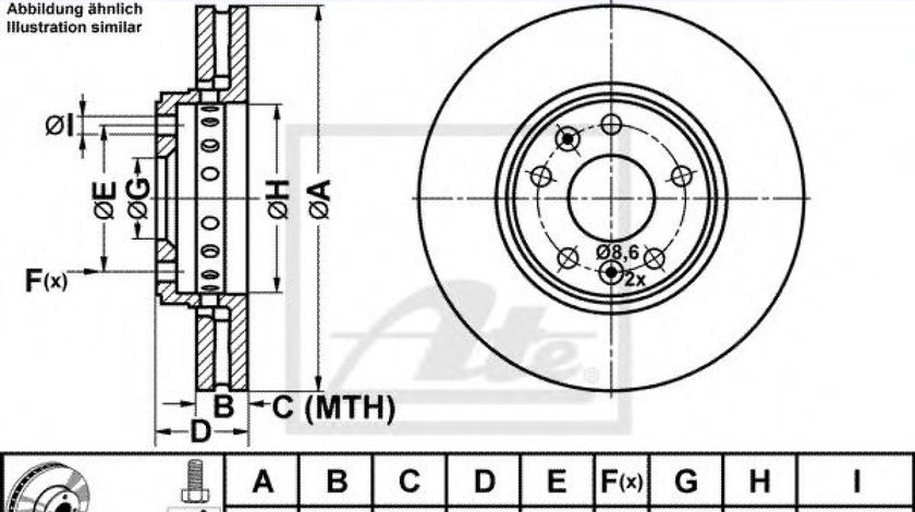 Disc frana RENAULT LATITUDE (L70) (2010 - 2016) ATE 24.0126-0158.1 piesa NOUA