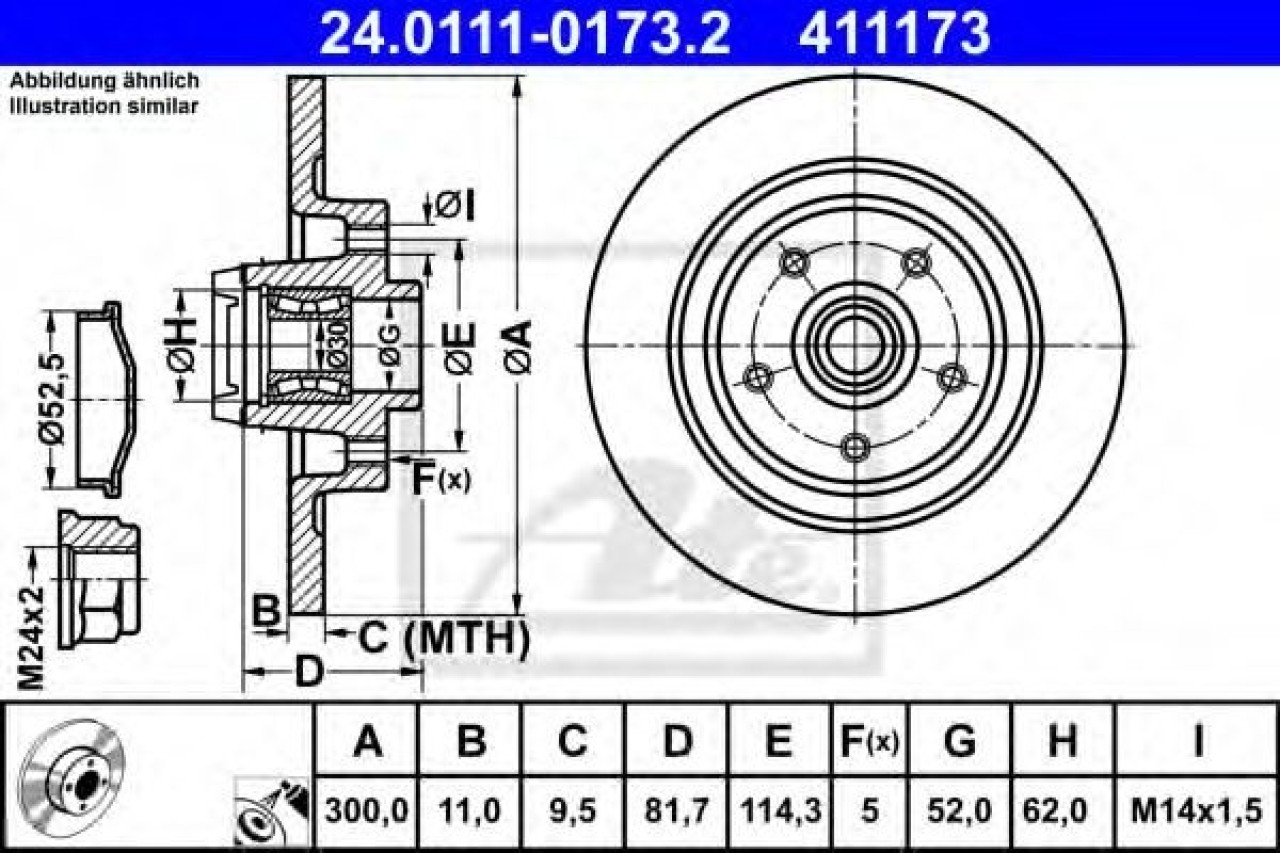Disc frana RENAULT LATITUDE (L70) (2010 - 2016) ATE 24.0111-0173.2 piesa NOUA