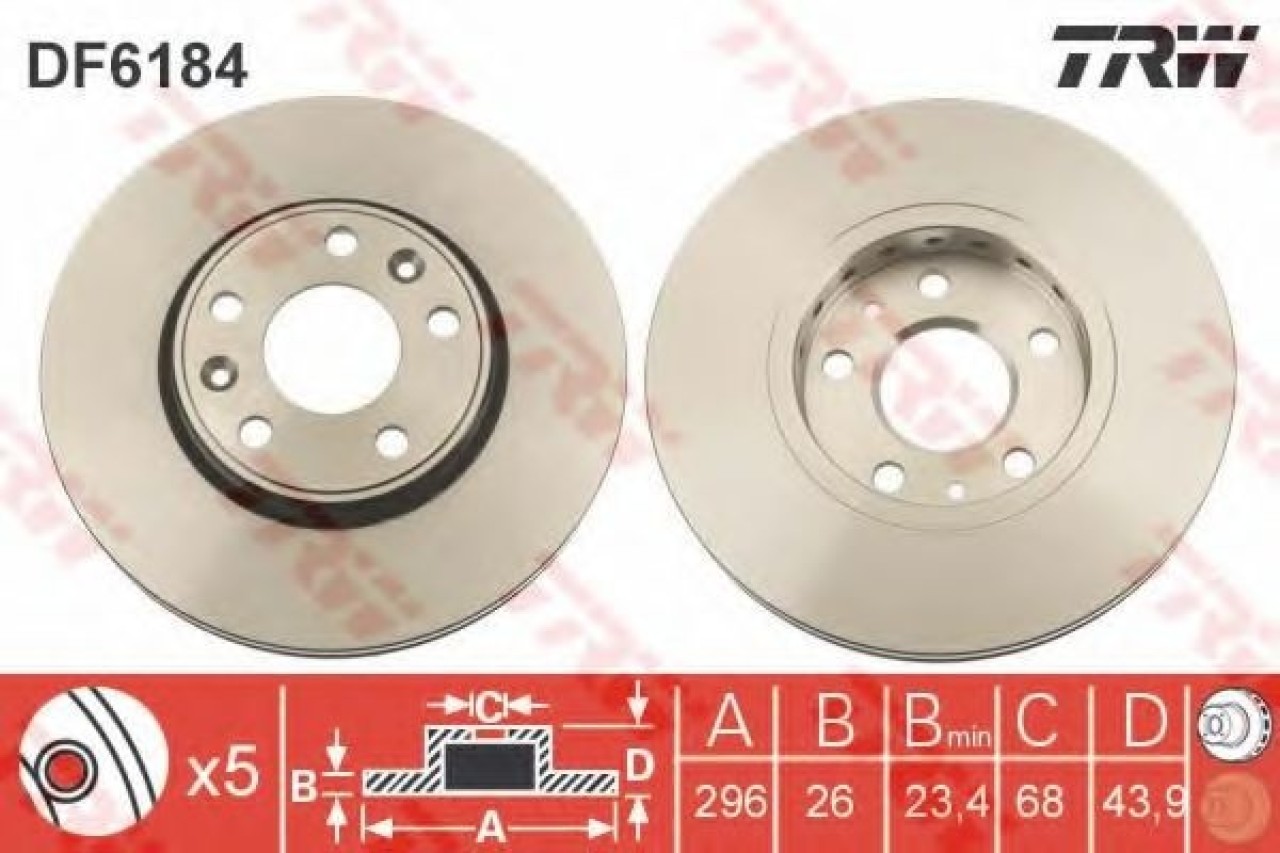Disc frana RENAULT LATITUDE (L70) (2010 - 2016) TRW DF6184 piesa NOUA