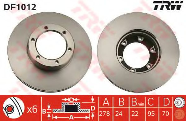 Disc frana RENAULT MASTER I caroserie (T) (1980 - 1998) TRW DF1012 piesa NOUA