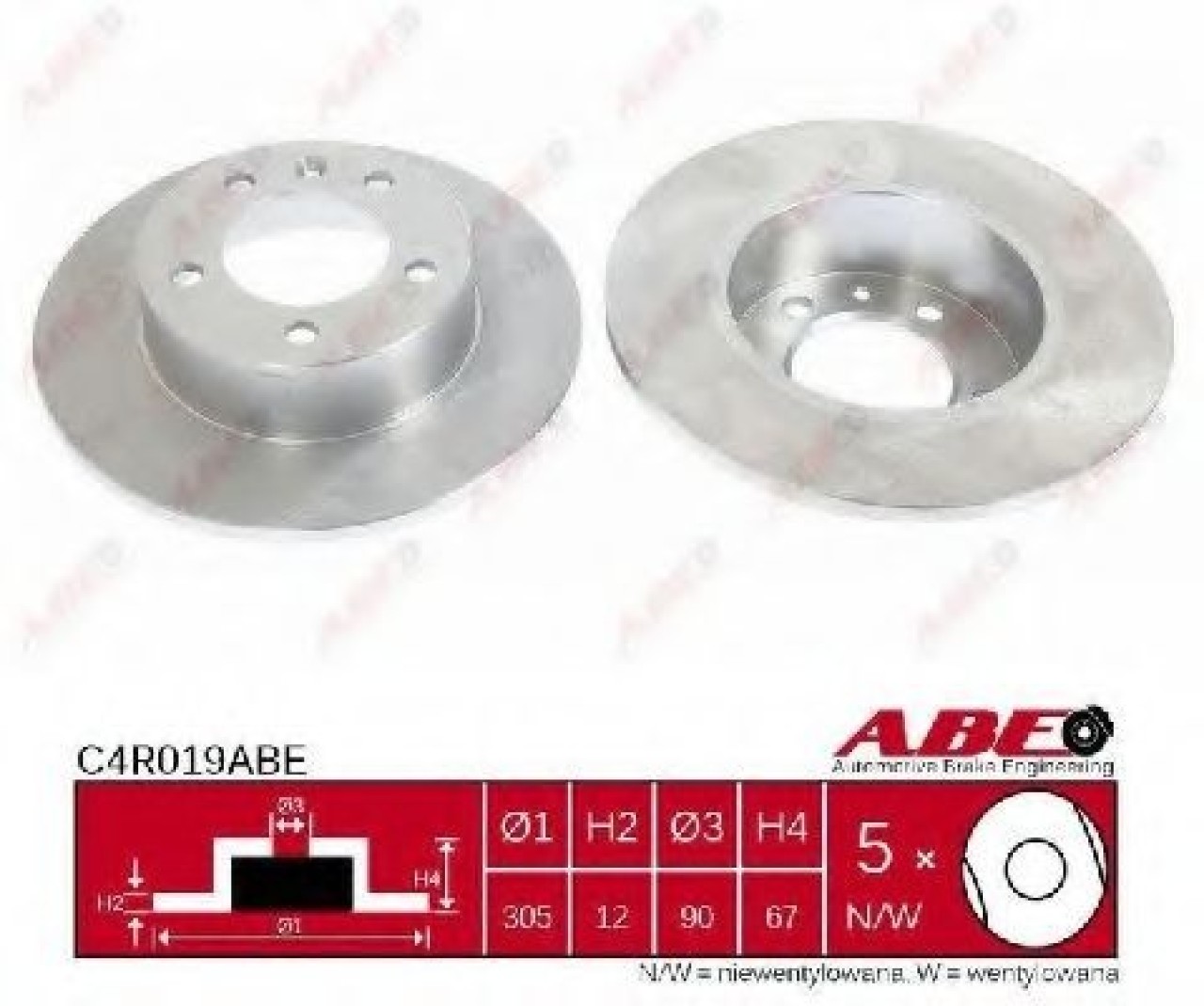 Disc frana RENAULT MASTER II bus (JD) (1998 - 2010) ABE C4R019ABE piesa NOUA