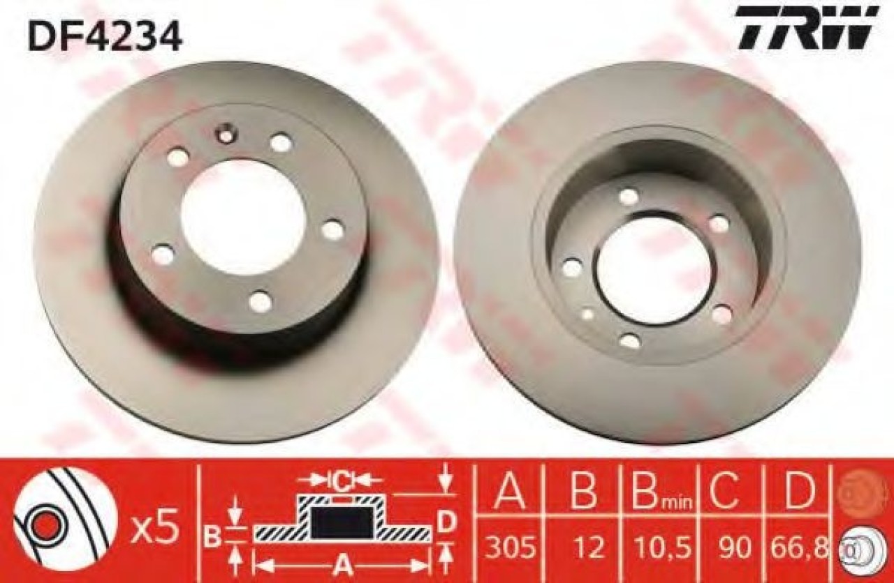 Disc frana RENAULT MASTER II bus (JD) (1998 - 2010) TRW DF4234 piesa NOUA