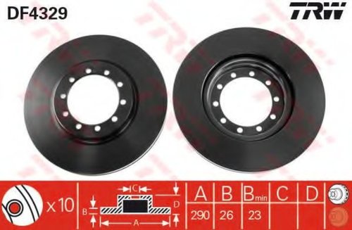 Disc frana RENAULT MASTER II platou / sasiu (ED/HD/UD) (1998 - 2010) TRW DF4329 piesa NOUA