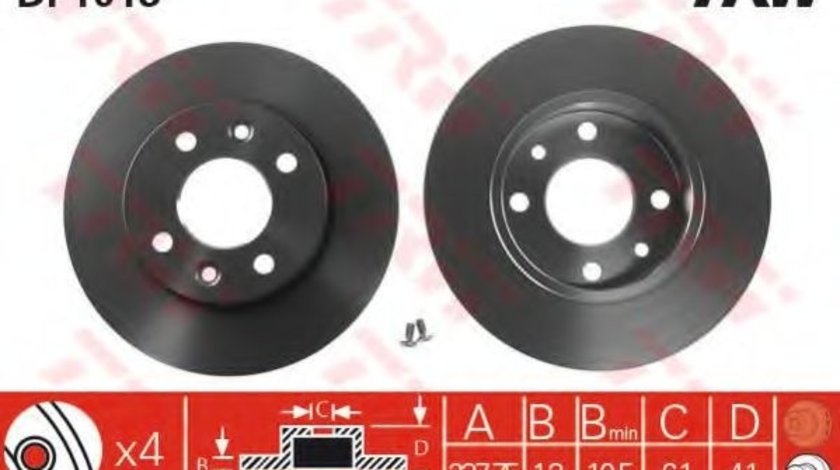 Disc frana RENAULT MEGANE I (BA0/1) (1995 - 2004) TRW DF1013 piesa NOUA