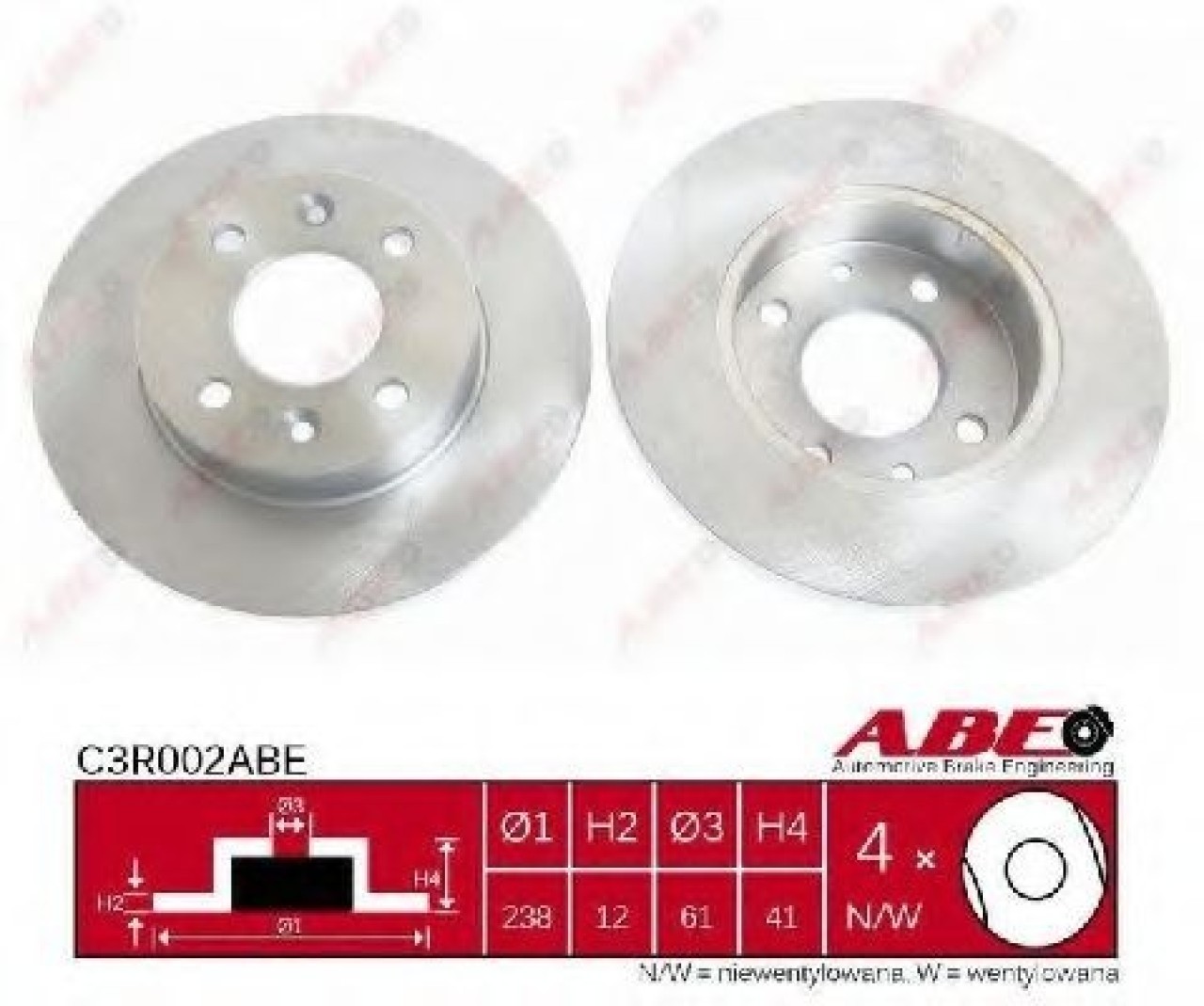 Disc frana RENAULT MEGANE I Scenic (JA0/1) (1996 - 2001) ABE C3R002ABE piesa NOUA