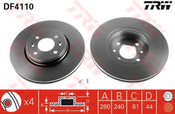 Disc frana RENAULT MEGANE I Scenic (JA0/1) (1996 - 2001) TRW DF4110 piesa NOUA