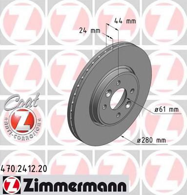 Disc frana RENAULT MEGANE I Scenic (JA0/1) (1996 - 2001) ZIMMERMANN 470.2412.20 piesa NOUA