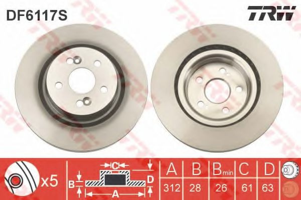 Disc frana RENAULT MEGANE II (BM0/1, CM0/1) (2002 - 2011) TRW DF6117S piesa NOUA