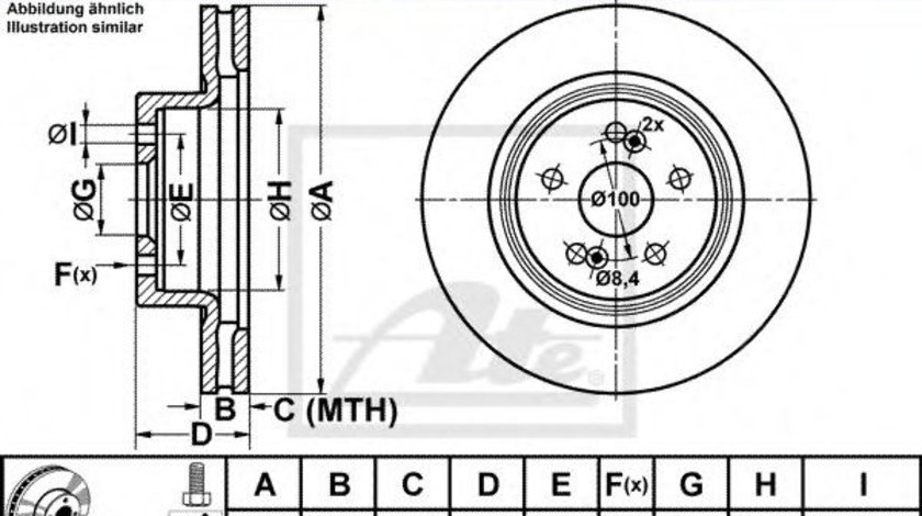 Disc frana RENAULT MEGANE II (BM0/1, CM0/1) (2002 - 2011) ATE 24.0128-0223.1 piesa NOUA