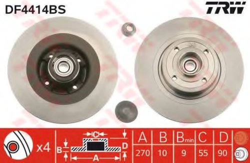 Disc frana RENAULT MEGANE II Grandtour (KM0/1) (2003 - 2012) TRW DF4414BS piesa NOUA