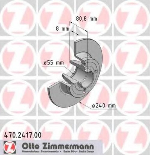Disc frana RENAULT MEGANE II Limuzina (LM0/1) (2003 - 2016) ZIMMERMANN 470.2417.00 piesa NOUA