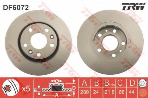 Disc frana RENAULT MEGANE IV (2015 - 2016) TRW DF6072 piesa NOUA