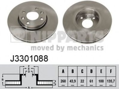 Disc frana RENAULT MODUS / GRAND MODUS (F/JP0) (2004 - 2016) NIPPARTS J3301088 piesa NOUA