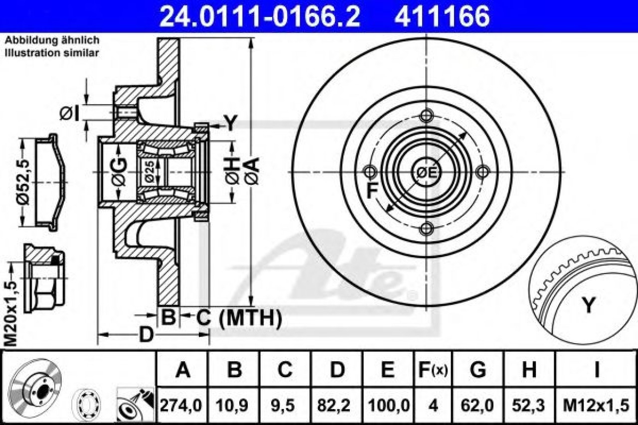 Disc frana RENAULT SCENIC I (JA0/1) (1999 - 2003) ATE 24.0111-0166.2 piesa NOUA