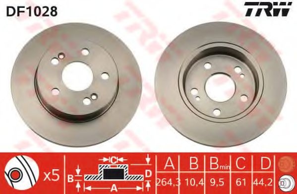Disc frana RENAULT SCENIC I (JA0/1) (1999 - 2003) TRW DF1028 piesa NOUA