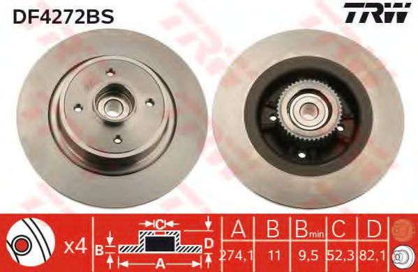 Disc frana RENAULT SCENIC I (JA0/1) (1999 - 2003) TRW DF4272BS piesa NOUA