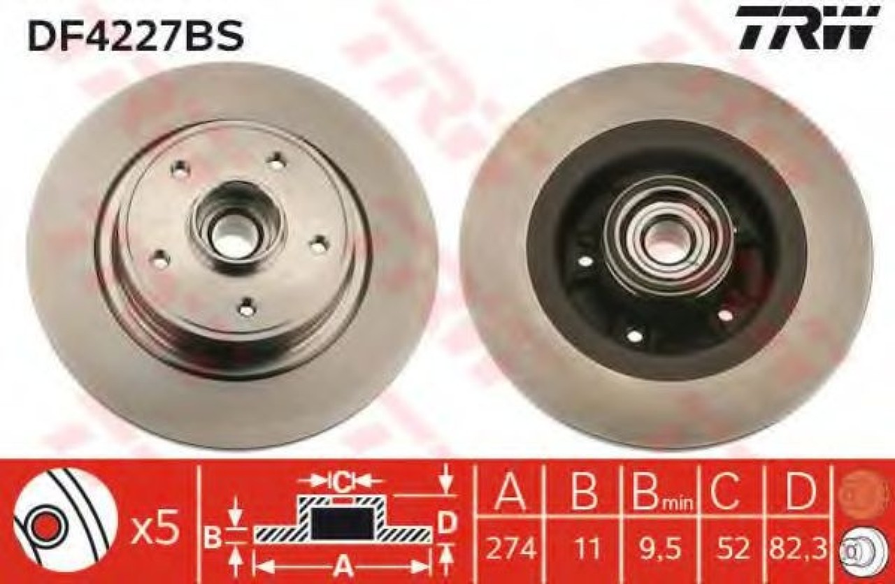 Disc frana RENAULT SCENIC II (JM0/1) (2003 - 2009) TRW DF4227BS piesa NOUA