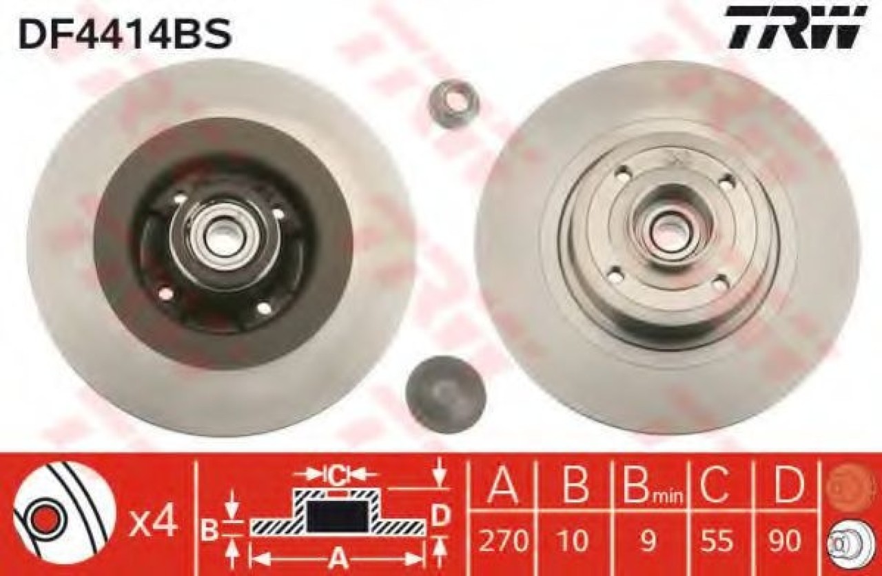 Disc frana RENAULT SCENIC II (JM0/1) (2003 - 2009) TRW DF4414BS piesa NOUA