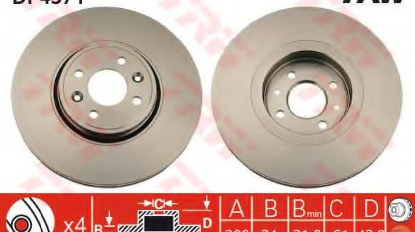 Disc frana RENAULT SCENIC II (JM0/1) (2003 - 2009) TRW DF4371 piesa NOUA