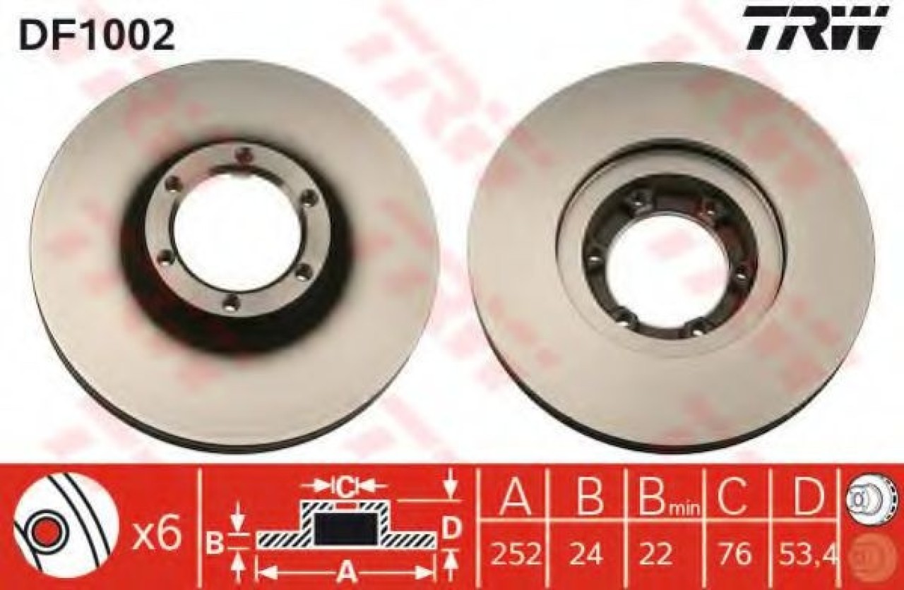 Disc frana RENAULT TRAFIC I bus (TXW) (1989 - 2001) TRW DF1002 piesa NOUA