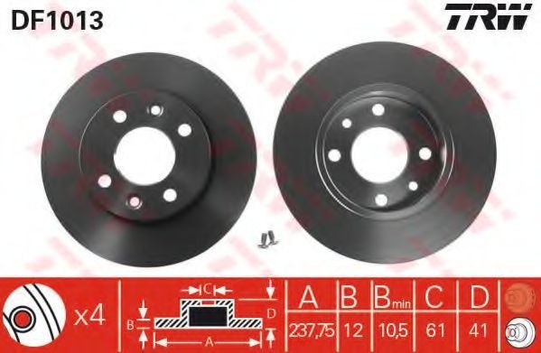 Disc frana RENAULT TWINGO I (C06) (1993 - 2012) TRW DF1013 piesa NOUA
