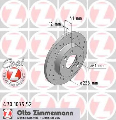 Disc frana RENAULT TWINGO I (C06) (1993 - 2012) ZIMMERMANN 470.1079.52 piesa NOUA