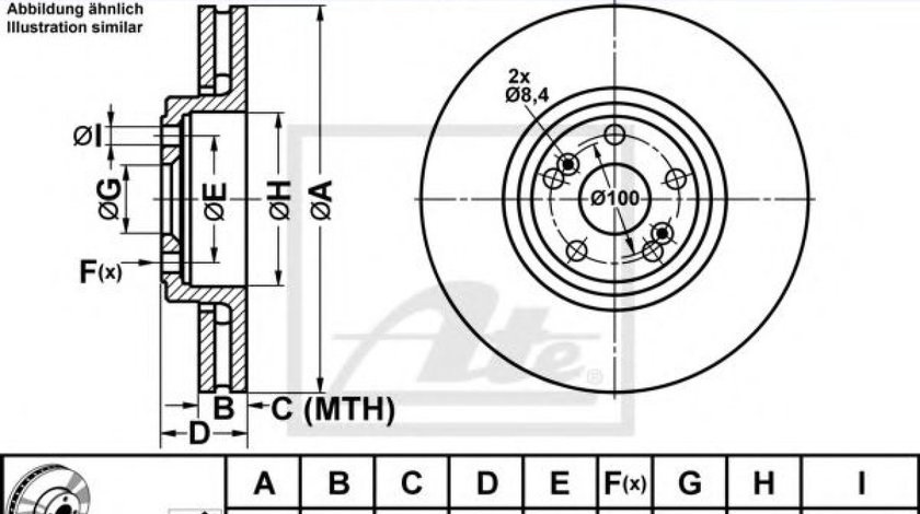 Disc frana RENAULT VEL SATIS (BJ0) (2002 - 2016) ATE 24.0128-0133.1 piesa NOUA