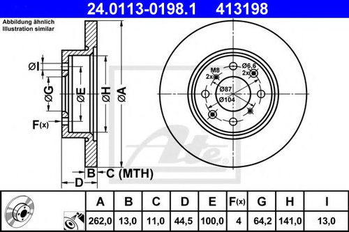 Disc frana ROVER 25 (RF) (1999 - 2005) ATE 24.0113-0198.1 piesa NOUA