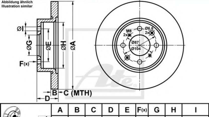 Disc frana ROVER 25 (RF) (1999 - 2005) ATE 24.0113-0198.1 piesa NOUA