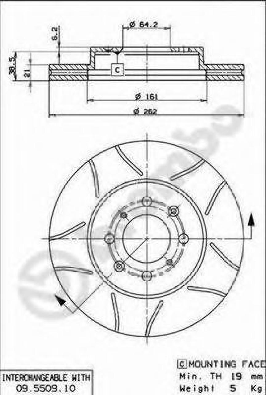 Disc frana ROVER 25 (RF) (1999 - 2005) BREMBO 09.5509.75 piesa NOUA