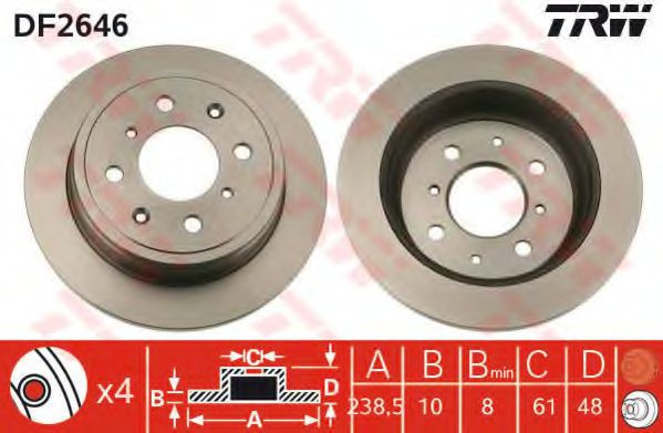 Disc frana ROVER 25 (RF) (1999 - 2005) TRW DF2646 piesa NOUA