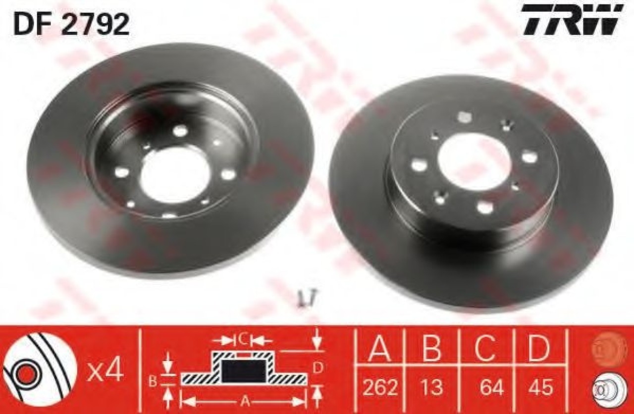 Disc frana ROVER 25 (RF) (1999 - 2005) TRW DF2792 piesa NOUA