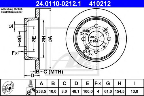 Disc frana ROVER 45 (RT) (2000 - 2005) ATE 24.0110-0212.1 piesa NOUA