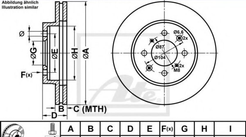 Disc frana ROVER 45 (RT) (2000 - 2005) ATE 24.0121-0105.1 - produs NOU