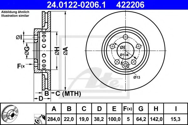 Disc frana ROVER 75 (RJ) (1999 - 2005) ATE 24.0122-0206.1 piesa NOUA