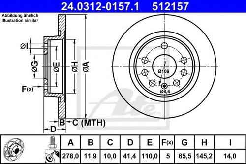 Disc frana SAAB 9-3 Combi (YS3F) (2005 - 2016) ATE 24.0312-0157.1 piesa NOUA