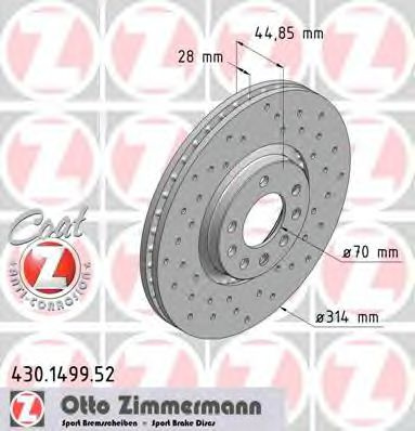 Disc frana SAAB 9-3 Combi (YS3F) (2005 - 2016) ZIMMERMANN 430.1499.52 piesa NOUA