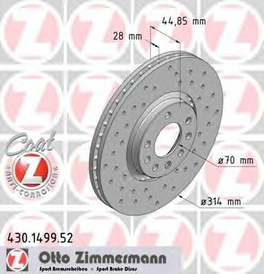 Disc frana SAAB 9-3 Combi (YS3F) (2005 - 2016) ZIMMERMANN 430.1499.52 piesa NOUA