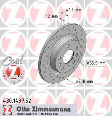 Disc frana SAAB 9-3 Combi (YS3F) (2005 - 2016) ZIMMERMANN 430.1497.52 piesa NOUA