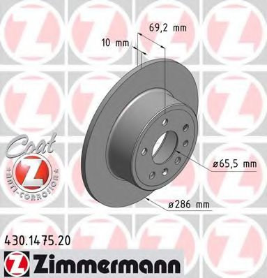 Disc frana SAAB 9-3 (YS3D) (1998 - 2003) ZIMMERMANN 430.1475.20 piesa NOUA