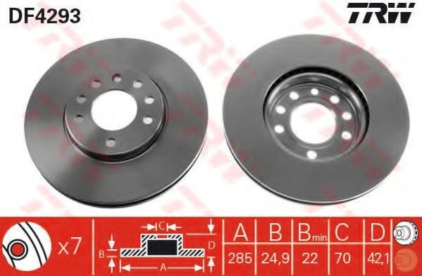 Disc frana SAAB 9-3 (YS3F) (2002 - 2016) TRW DF4293 piesa NOUA