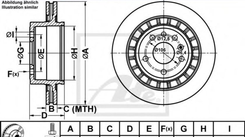 Disc frana SAAB 9-5 Combi (YS3E) (1998 - 2009) ATE 24.0120-0196.1 piesa NOUA