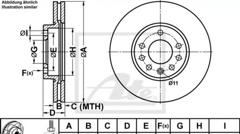 Disc frana SAAB 9-5 Combi (YS3E) (1998 - 2009) ATE 24.0325-0119.1 piesa NOUA