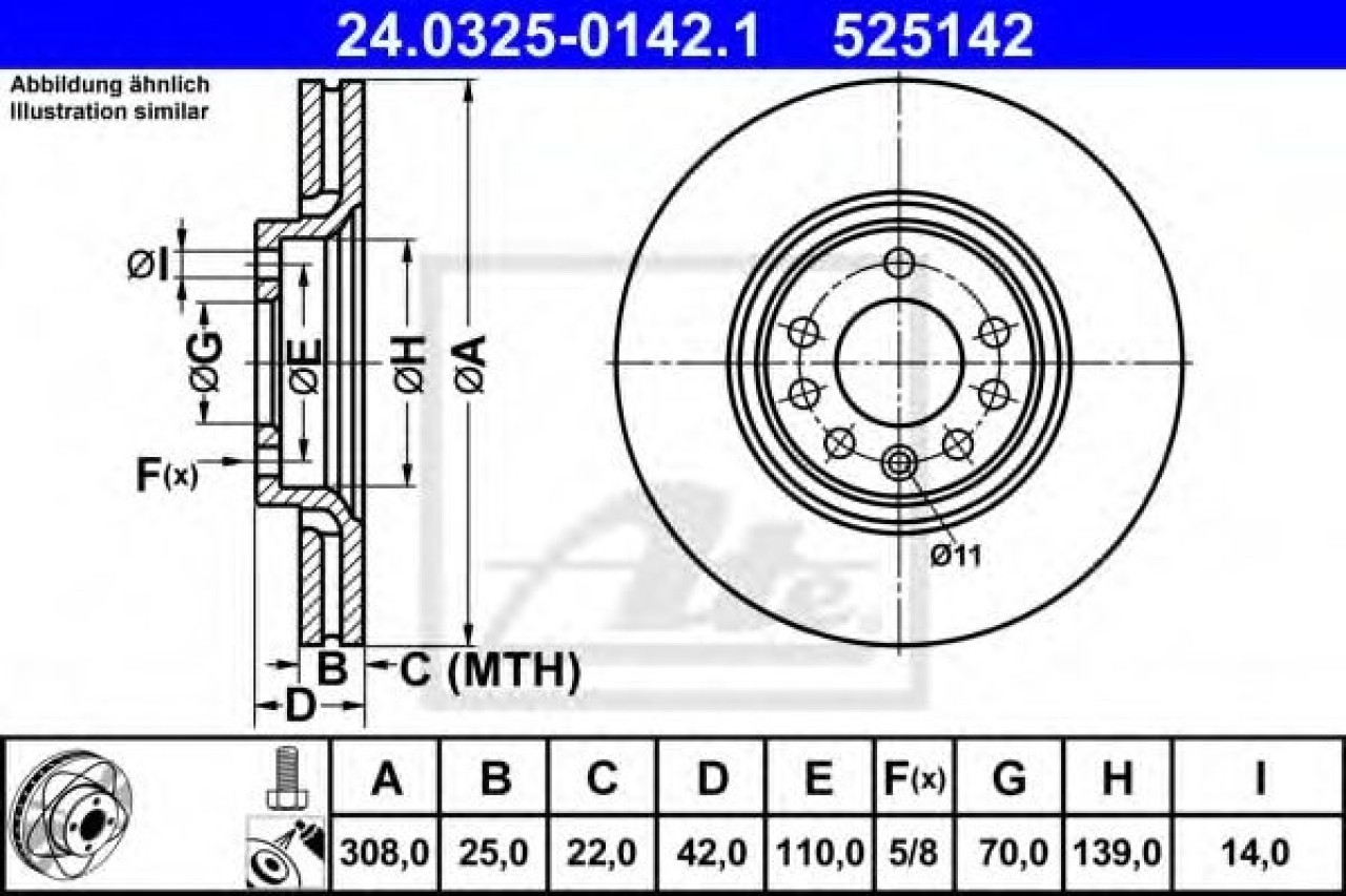 Disc frana SAAB 9-5 Combi (YS3E) (1998 - 2009) ATE 24.0325-0142.1 piesa NOUA
