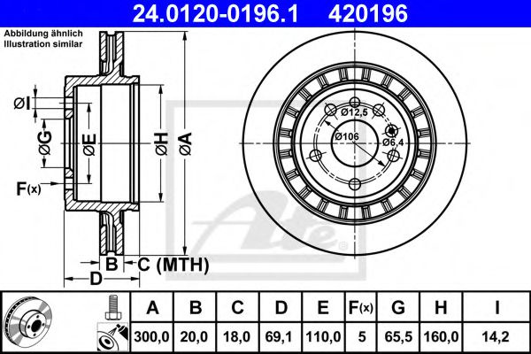 Disc frana SAAB 9-5 Combi (YS3E) (1998 - 2009) ATE 24.0120-0196.1 piesa NOUA