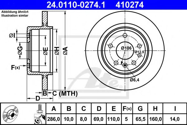 Disc frana SAAB 9-5 Combi (YS3E) (1998 - 2009) ATE 24.0110-0274.1 piesa NOUA