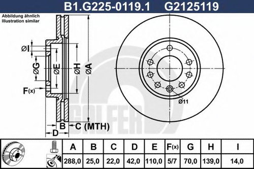 Disc frana SAAB 9-5 Combi (YS3E) (1998 - 2009) GALFER B1.G225-0119.1 piesa NOUA